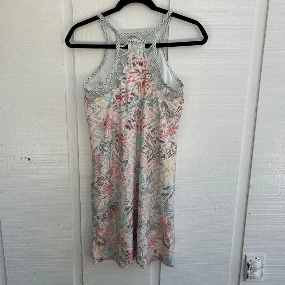 PrAna Cream & Colorful Hawaiian Flower Print Athletic Performance Mini Dress XS - Picture 2 of 9